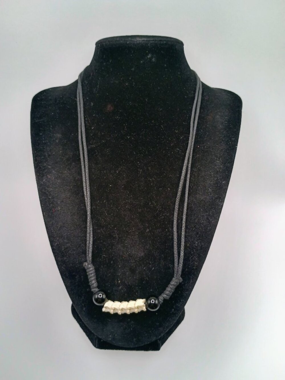 Adjustable Necklace Inca Snake Vertebrae Onyx Beads